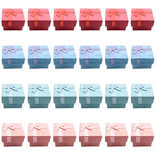 24Pcs Small Gift Boxes for Jewelry - Hard Cardboard Boxes Ring Box for Proposal Earring Boxes Necklace Gift Boxes for Jewelry Organizer Box - Ring Boxes for Wedding Valentines Gift Boxes for Presents