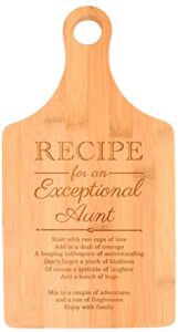 new aunt gift for women recipe for an exceptional aunt paddle shaped bamboo cutting board