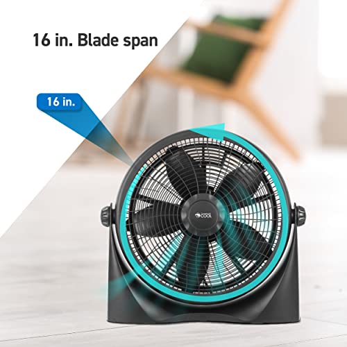 Commercial Cool 16 Inch High Velocity Floor Fan, Black, CFF16B