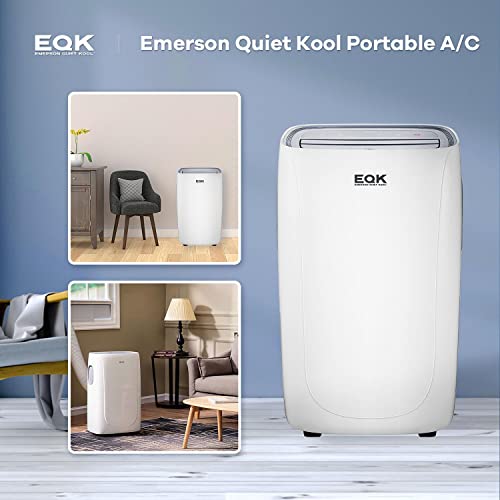 Emerson Quiet Kool 300-Sq 8000 Ashrae / 5000 BTU DOE Portable Air Conditioner with Dehumidifier and Remote Control, AC for Apartment, Bedroom, Medium Rooms up to 300 Sq. Ft. in White