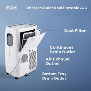 Emerson Quiet Kool 300-Sq 8000 Ashrae / 5000 BTU DOE Portable Air Conditioner with Dehumidifier and Remote Control, AC for Apartment, Bedroom, Medium Rooms up to 300 Sq. Ft. in White