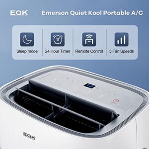 Emerson Quiet Kool 300-Sq 8000 Ashrae / 5000 BTU DOE Portable Air Conditioner with Dehumidifier and Remote Control, AC for Apartment, Bedroom, Medium Rooms up to 300 Sq. Ft. in White