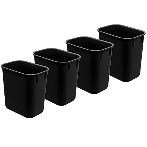 Acrimet Wastebasket Bin 13QT (Plastic) (Black Color) (Set of 4)