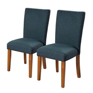 homepop parsons classic upholstered accent dining chair, set of 2, navy
