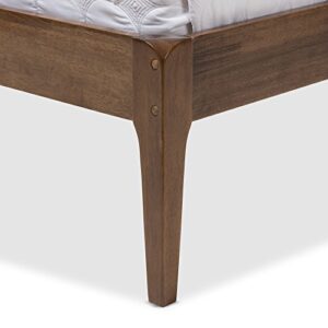 Baxton Studio Bella Mid-Century Wood Platform Bed, Full, Dark Grey/Medium Walnut Brown