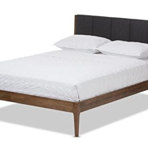 Baxton Studio Bella Mid-Century Wood Platform Bed, Full, Dark Grey/Medium Walnut Brown