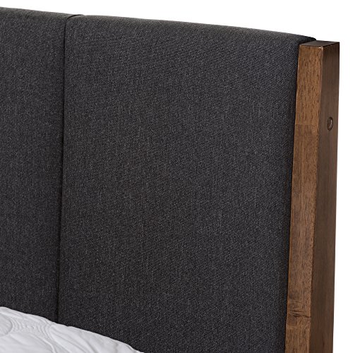 Baxton Studio Bella Mid-Century Wood Platform Bed, Full, Dark Grey/Medium Walnut Brown