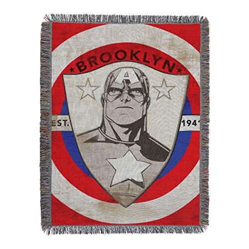 Marvel's Captain America, "Established" Woven Tapestry Throw Blanket, 48" x 60", Multi Color