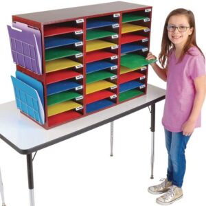 Really Good Stuff Classroom Oak Mail Center and Paper Holders