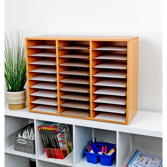 Really Good Stuff Classroom Oak Mail Center and Paper Holders
