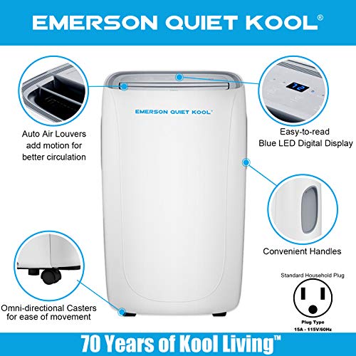 Emerson Quiet Kool 7,800 BTU Portable Air Conditioner with Remote Control, For Rooms up to 350 Sq. Ft.