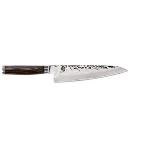 shun cutlery premier asian cook's knife 7”, gyuto-style chef's knife, ideal for all-around food preparation, authentic, handcrafted japanese knife, professional chef knife