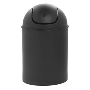 hubert countertop trash can with swing top 6 qt black plastic - 7 1/2" dia x 12" h