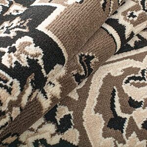 Superior Elegant Glendale Collection Area Rug, 8mm Pile Height with Jute Backing, Traditional Oriental Rug Design, Anti-Static, Water-Repellent Rugs - Brown, 2' x 3' Rug