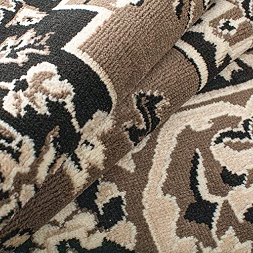 Superior Elegant Glendale Collection Area Rug, 8mm Pile Height with Jute Backing, Traditional Oriental Rug Design, Anti-Static, Water-Repellent Rugs - Brown, 2' x 3' Rug