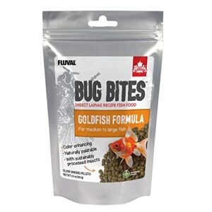 fluval bug bites goldfish fish food, pellets for medium to large sized fish, 3.53 oz, a6584