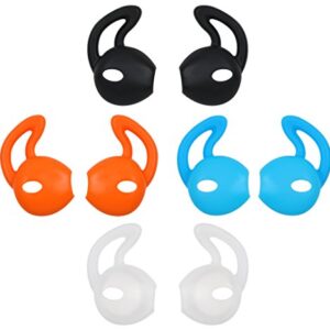 ALXCD Ear Gel for iPhone Earpods, Ear Buds Tips, 4 Pair Anti-Slip Soft Silicone Replacement Earbud Tips for Earphone of iPhone7 SE 6s iPhone 6s Plus 5s [Sport](Black/Clear/Blue/Orange)