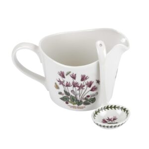 Portmeirion Botanic Garden Sauce Jug and Ladle | 2-Piece Set | Cyclamen Motif | 1-Pint Capacity | Made of Fine Porcelain | Dishwasher and Microwave Safe