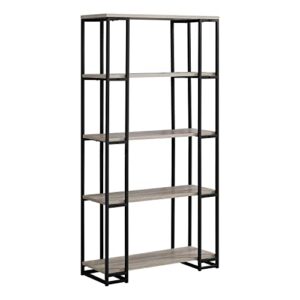 Monarch Specialties I Bookcase-60 H Black Metal, Dark Taupe