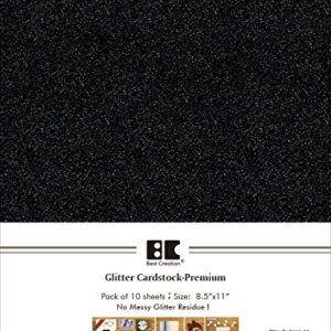 Best Creation Glitter Cardstock 8.5 inch by 11 inch-10 Sheets (Black)