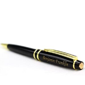 Free Engraving - Brass, Roller Ballpen, Refillable Pen, Ballpoint pen, Ball pen, Letter Opener Envelope Slitter Gold Letter Opener Gifts for Men, Women, Classy Gift Box, Free Customization (Black)