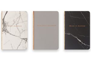 eccolo mini memo books/jotters, 4 x 6 inches, ruled, flexible cover, pack of 3 (marble)