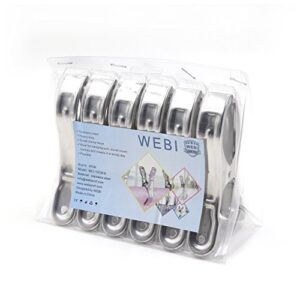 WEBI Beach Towel Clips : |12 Packs | 5.5 Inch |Stainless Steel |Windproof |Jumbo Size Chair Clip Clamp Clothespin Clothes pin Picture Hanger for Cruise,Pool Cover,Boat,Lounge Chair,Quilt,Towel