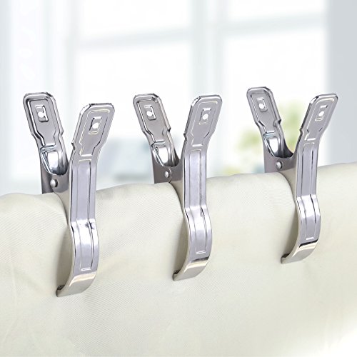 WEBI Beach Towel Clips : |12 Packs | 5.5 Inch |Stainless Steel |Windproof |Jumbo Size Chair Clip Clamp Clothespin Clothes pin Picture Hanger for Cruise,Pool Cover,Boat,Lounge Chair,Quilt,Towel