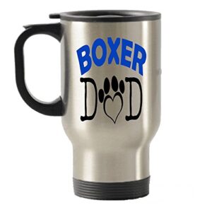 boxer dad and mom dog gift idea stainless steel travel insulated tumblers mug (dad)