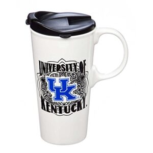 team sports america university of kentucky personalizable ceramic travel coffee mug, 17 ounces, with team color markers