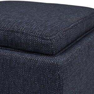 Amazon Brand – Rivet Ross Modern Tweed Lift-Top Storage Ottoman Pouf, 17.7"W, Denim