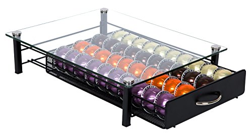 Insight Nespresso Vertuoline Coffee Pod Holder (Holds 40 Vertuo Coffee or Espresso Capsules)-- Tempered Glass Drawer (Coffee pods NOT Included. Does NOT fit K-Cups)