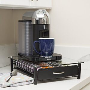 Insight Nespresso Vertuoline Coffee Pod Holder (Holds 40 Vertuo Coffee or Espresso Capsules)-- Tempered Glass Drawer (Coffee pods NOT Included. Does NOT fit K-Cups)