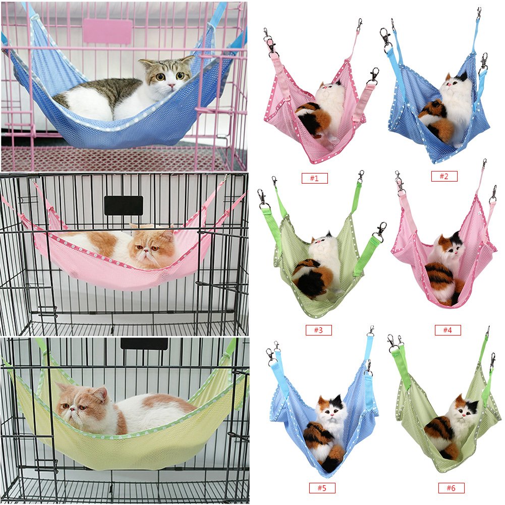 Yosoo Cat Cage Hammock, Comfortable Pet Hanging Bed Breathable Mesh, for Cute Small Pet Cat Dog Animals Sleep Pad (S, Blue)