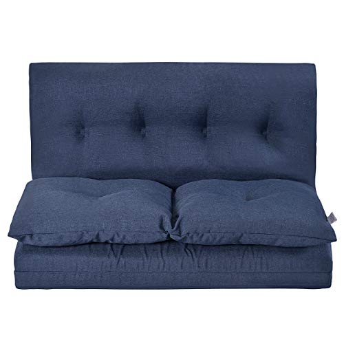 Merax Floor Gaming Sofa Chair Fabric Folding Chaise Lounge, 28" L x 41"W x 23"H, Navy Blue