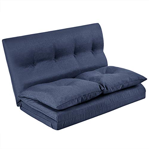 Merax Floor Gaming Sofa Chair Fabric Folding Chaise Lounge, 28" L x 41"W x 23"H, Navy Blue