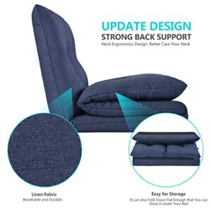 Merax Floor Gaming Sofa Chair Fabric Folding Chaise Lounge, 28" L x 41"W x 23"H, Navy Blue