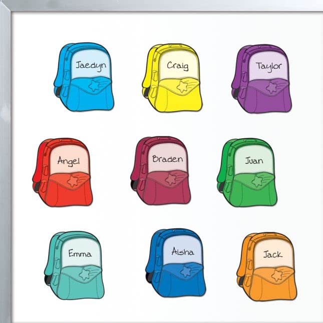 Really Good Stuff Student Name Backpack Magnets, 2” by 3” (Set of 32) – Versatile Magnets for Classroom Management – Write-On/Wipe-Off Surface for Repeated Use – Assign Tasks, Take Attendance & More