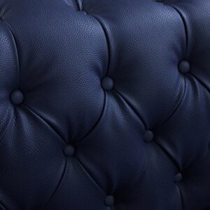 Iconic Home Gold Navy Blue Winston PU Button Tufted with Nail head Trim Tone Metal Sofa,FSA2571-AN