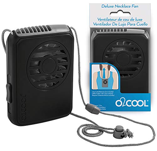 O2COOL Neck Personal Travel Battery Powered Cooling Fan, Single Pack (Black)