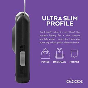 O2COOL Neck Personal Travel Battery Powered Cooling Fan, Single Pack (Black)