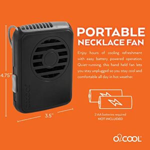 O2COOL Neck Personal Travel Battery Powered Cooling Fan, Single Pack (Black)