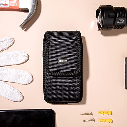 PiTau Holster for Galaxy S23+ Plus 22+ S21+ S20+ S10+ S9+ Plus A20 A50 A51 A52 A53 Cell Phone Belt Case with Clip Pouch Holder Cover (Fits Samsung Galaxy Phones with Protective Case on) Large Black