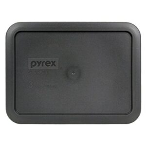 Pyrex 7210-PC Rectangle 3 Cup Charcoal Grey Plastic Storage Lid, Made in USA - 4 Pack