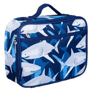 wildkin kids insulated lunch box bag for boys & girls, reusable kids lunch box is perfect for elementary, ideal size for packing hot or cold snacks for school & travel bento bags (sharks)