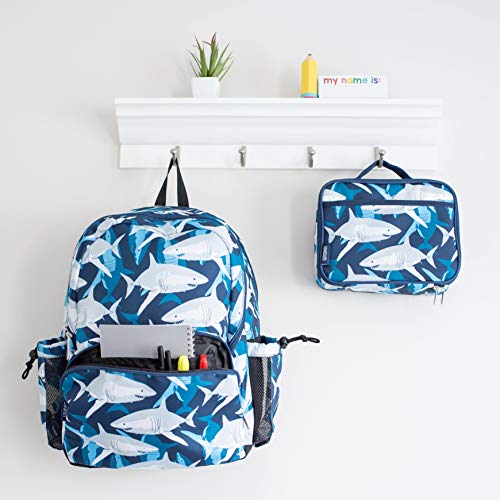 Wildkin Kids Insulated Lunch Box Bag for Boys & Girls, Reusable Kids Lunch Box is Perfect for Elementary, Ideal Size for Packing Hot or Cold Snacks for School & Travel Bento Bags (Sharks)