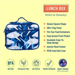 Wildkin Kids Insulated Lunch Box Bag for Boys & Girls, Reusable Kids Lunch Box is Perfect for Elementary, Ideal Size for Packing Hot or Cold Snacks for School & Travel Bento Bags (Sharks)