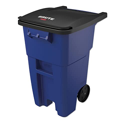 Rubbermaid Brute Rollout Large Mobile Container, 50 Gallon, Blue with Lid