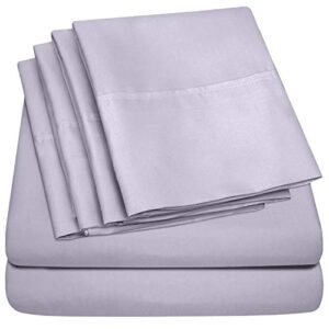 queen sheets lilac - 6 piece 1500 supreme collection fine brushed microfiber deep pocket queen sheet set bedding - 2 extra pillow cases, great value, queen, lilac