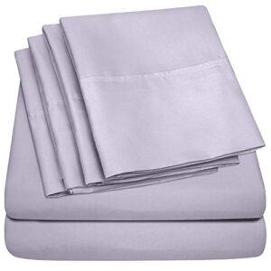 Queen Sheets Lilac - 6 Piece 1500 Supreme Collection Fine Brushed Microfiber Deep Pocket Queen Sheet Set Bedding - 2 Extra Pillow Cases, Great Value, Queen, Lilac